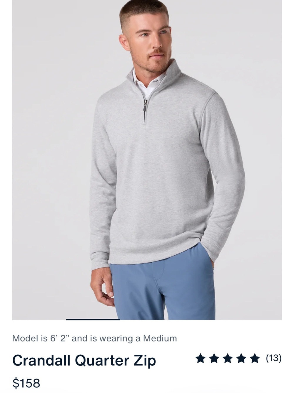 Mizzen+Main Light Gray Quarter-Zip Sweater